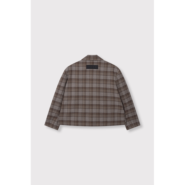 ALIX THE LABEL Woven Cropped Check Blazer