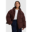 ALIX THE LABEL Woven Puffer Coat Warm Brown