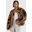 ALIX THE LABEL Mix Faux Fur Coat Camel