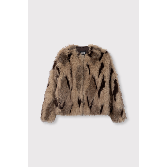 ALIX THE LABEL Mix Faux Fur Coat Camel