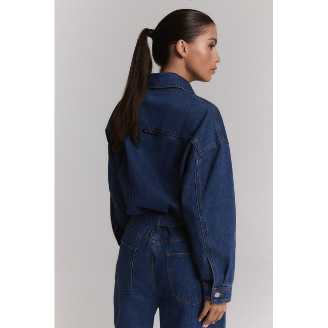 ALIX THE LABEL Woven Denim Jumpsuit Denim Blue
