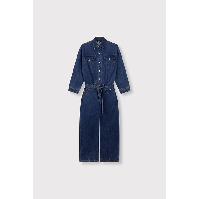 ALIX THE LABEL Woven Denim Jumpsuit Denim Blue