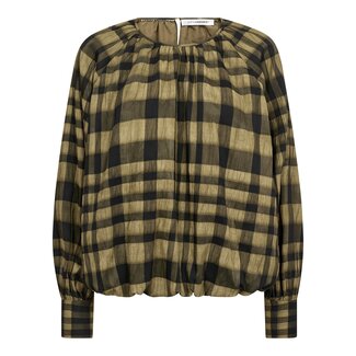 CO'COUTURE Kyel Check Balloon Blouse Army