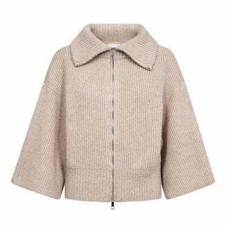 CO'COUTURE Row Zip Knit Bone