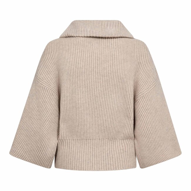 CO'COUTURE Row Zip Knit Bone