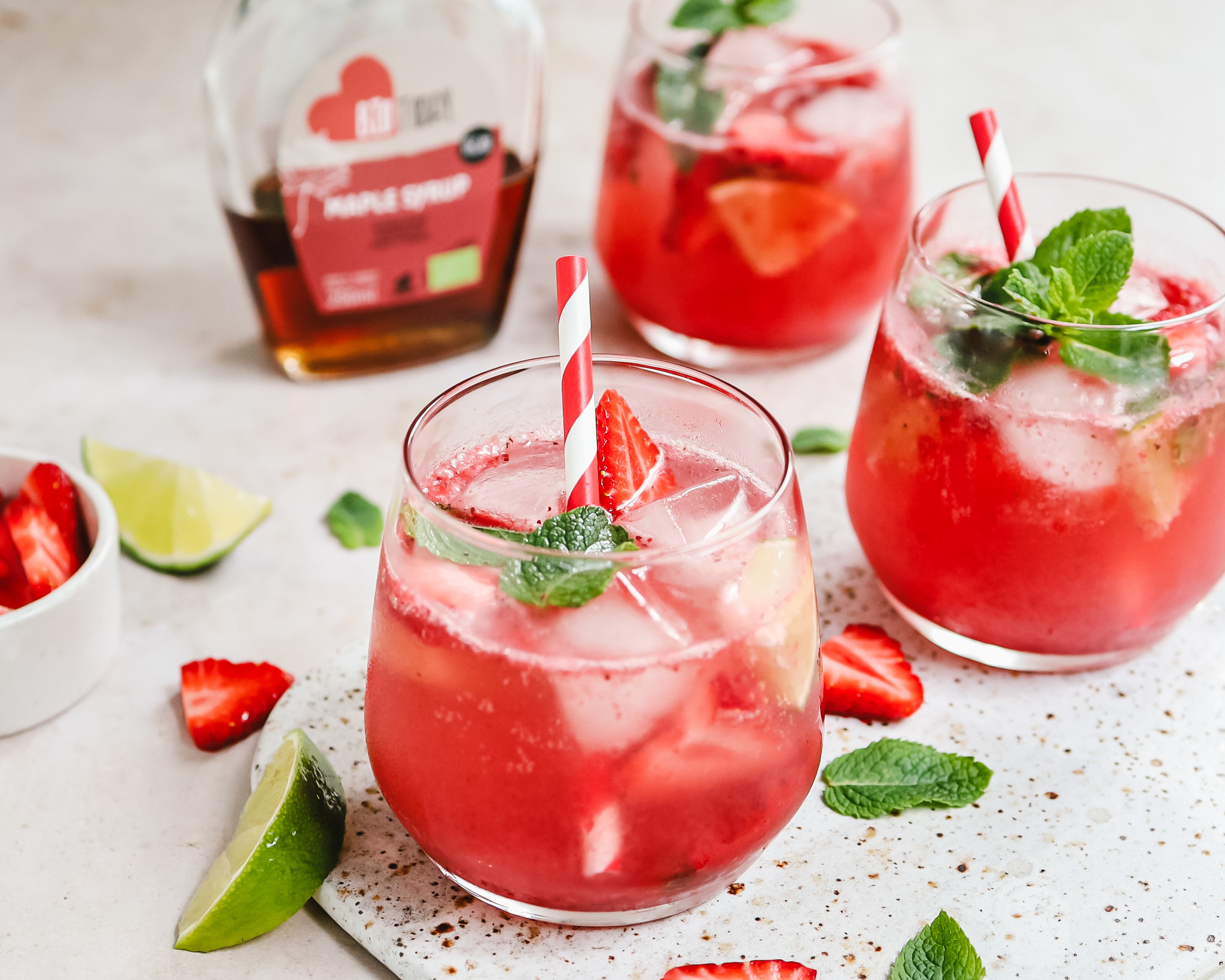 Aarbei-Limoen Mocktails