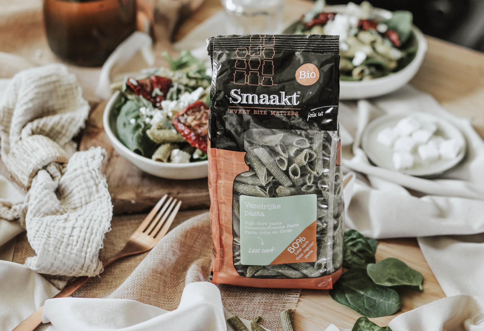 Less carb high fibre pasta organic