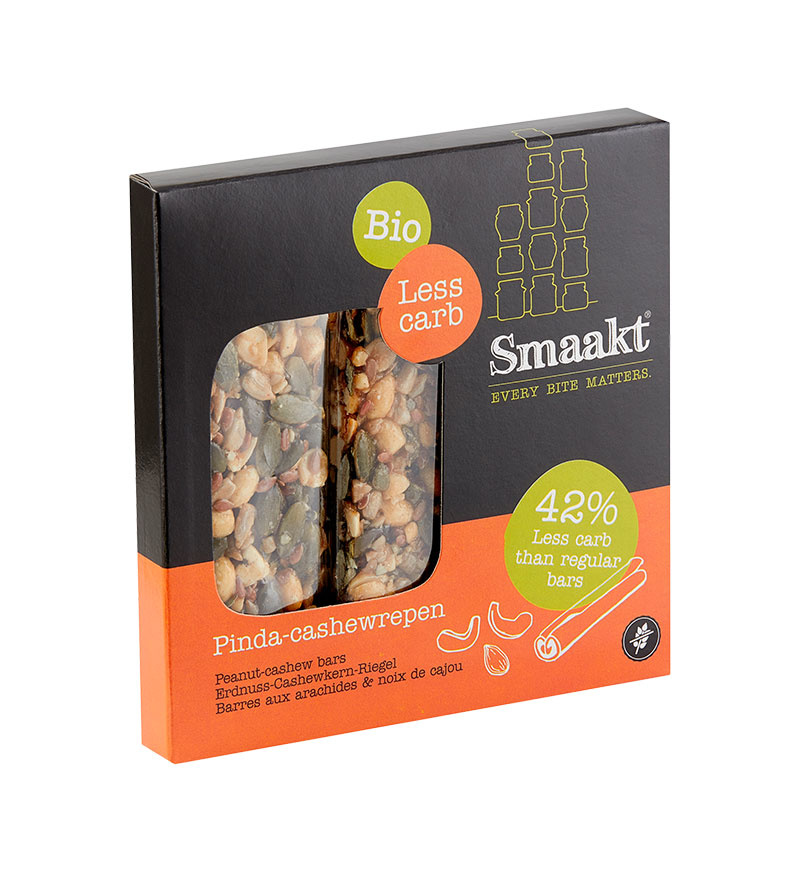 Koolhydraatarme pinda-cashewrepen bio