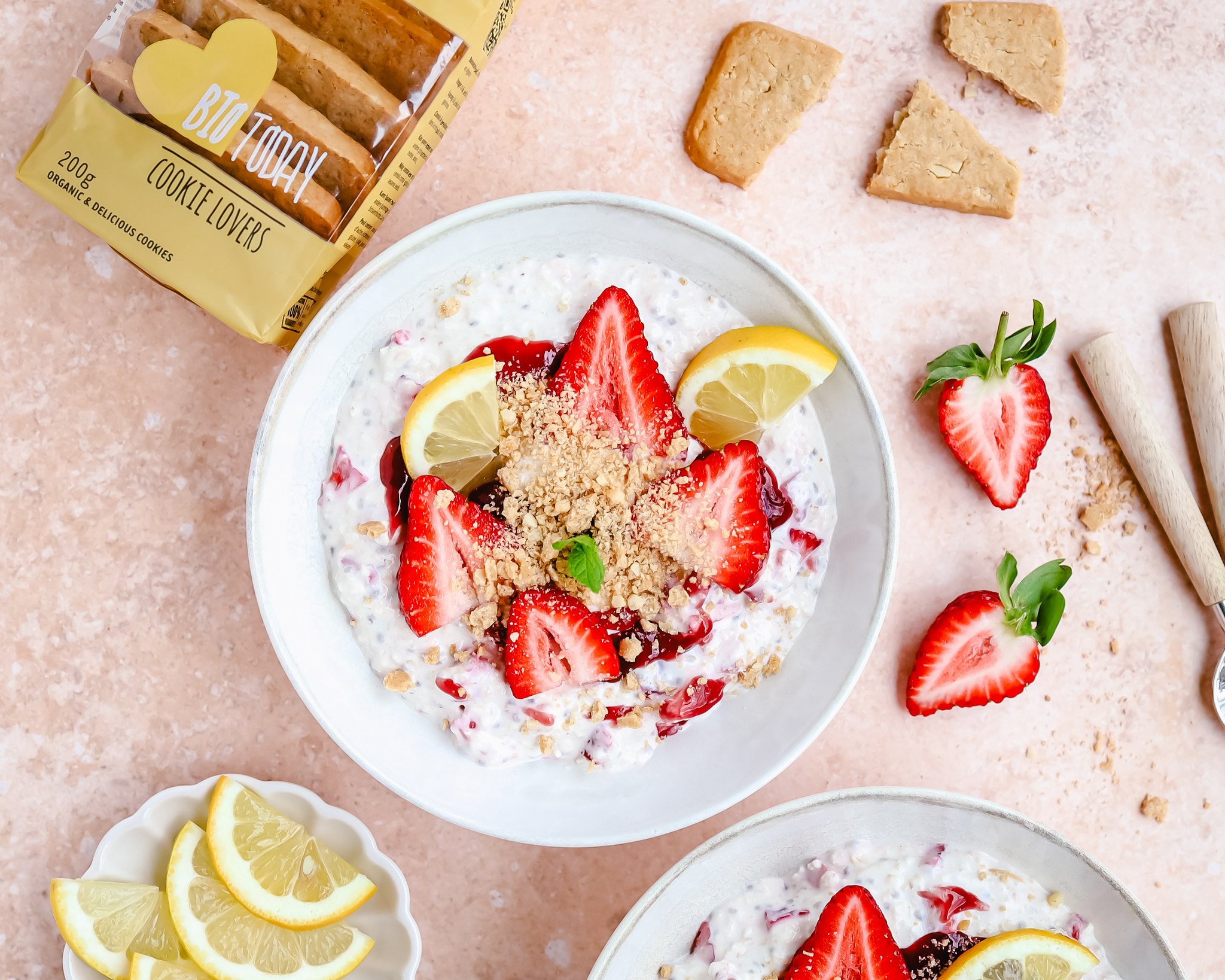 Aardbei-citroen cheesecake overnight oats