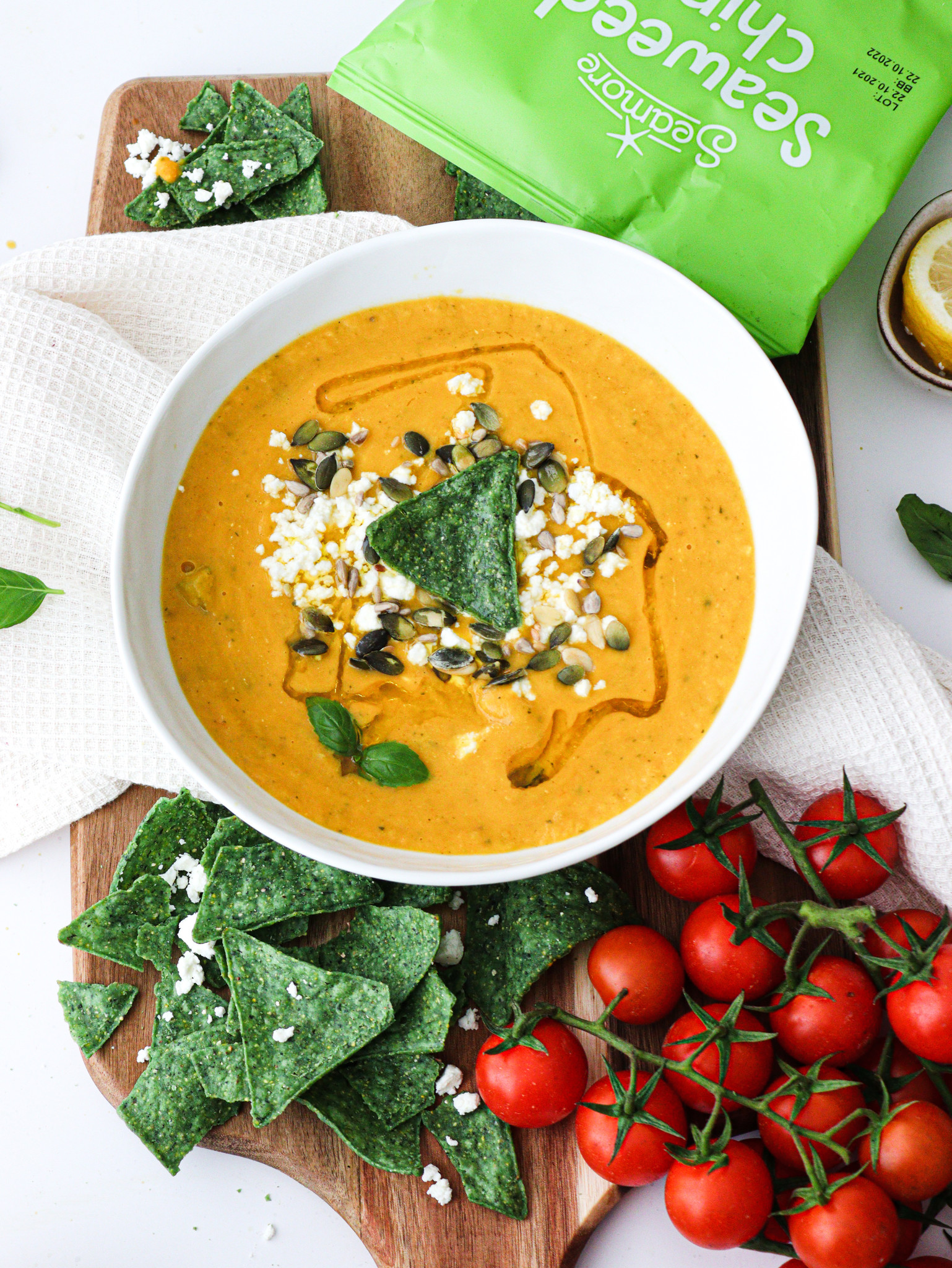 I sea spiced butternut squash & feta cheese soup
