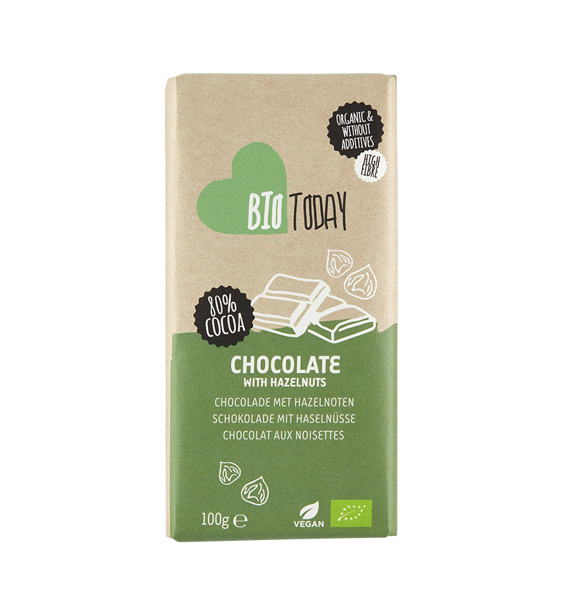 Chocolade met hazelnoten - bio