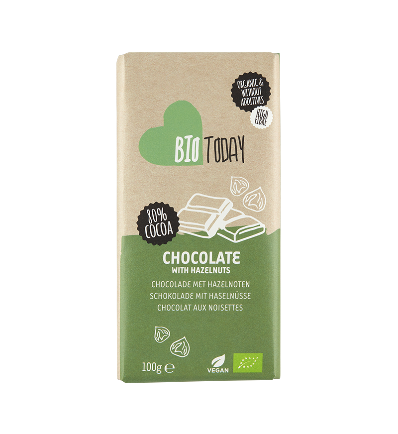 Chocolade met hazelnoten - bio