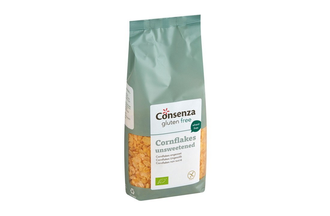 Organic gluten-free cornflakes – crispy breakfast cereal by Consenza