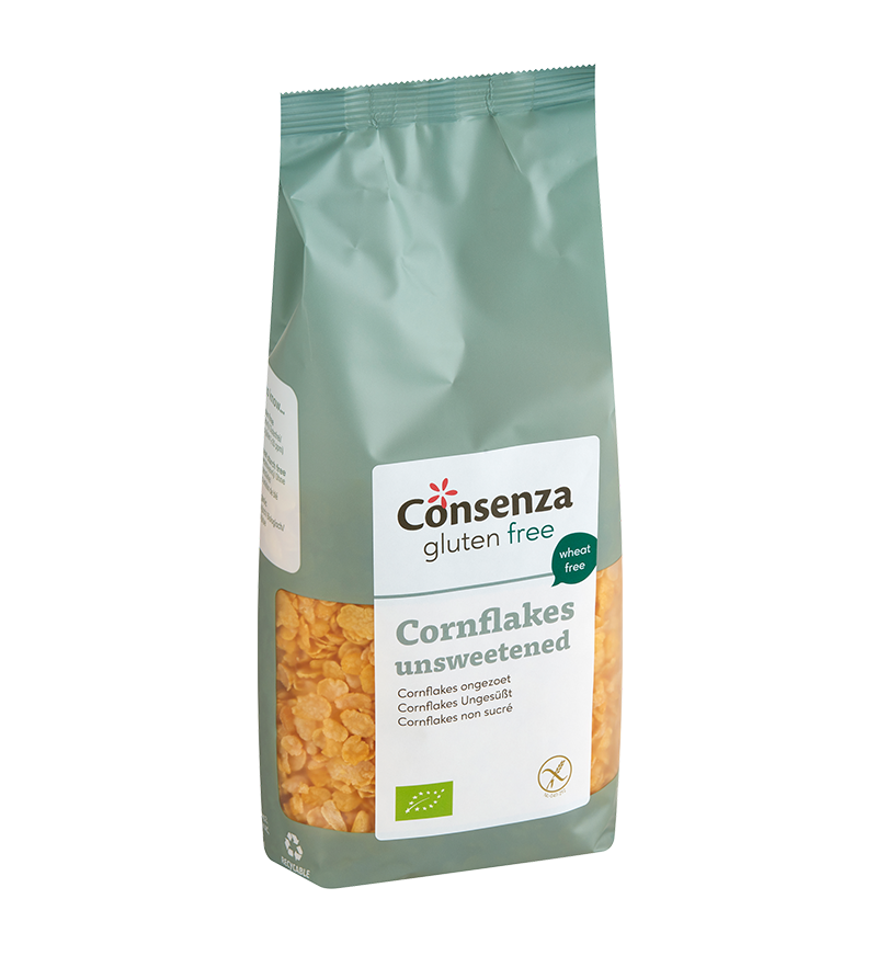 Biologische glutenvrije cornflakes – krokant ontbijt van Consenza
