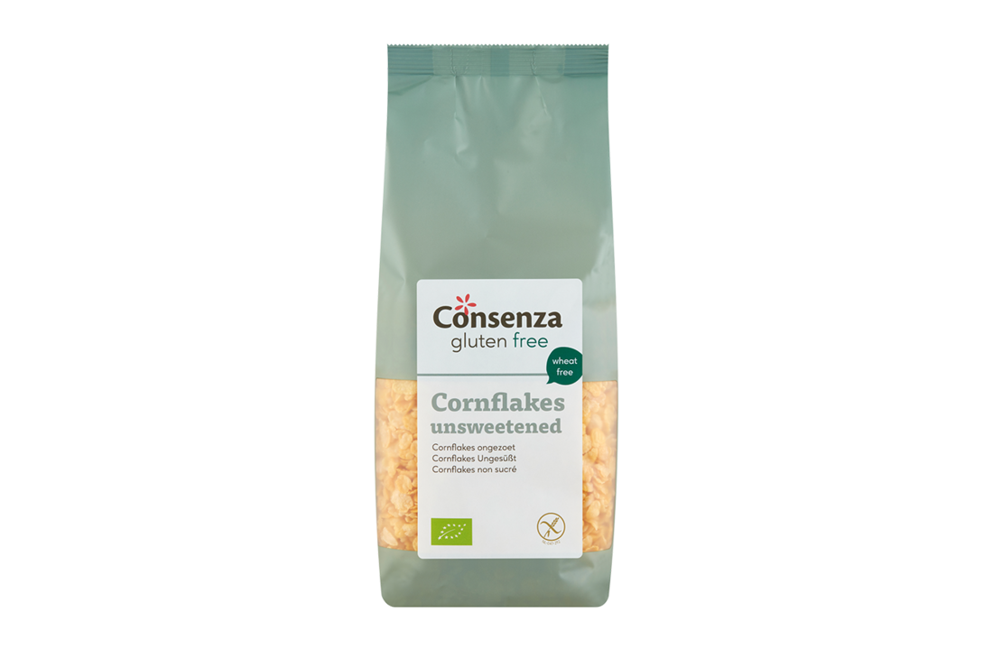 Biologische glutenvrije cornflakes – krokant ontbijt van Consenza