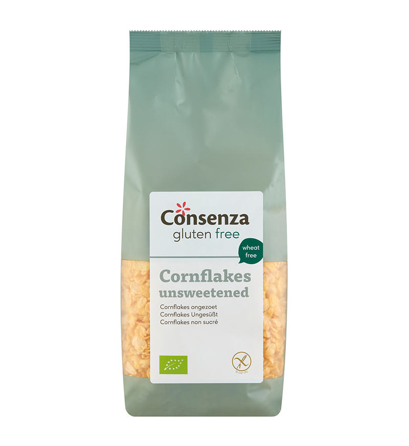 Organic gluten-free cornflakes – crispy breakfast cereal by Consenza