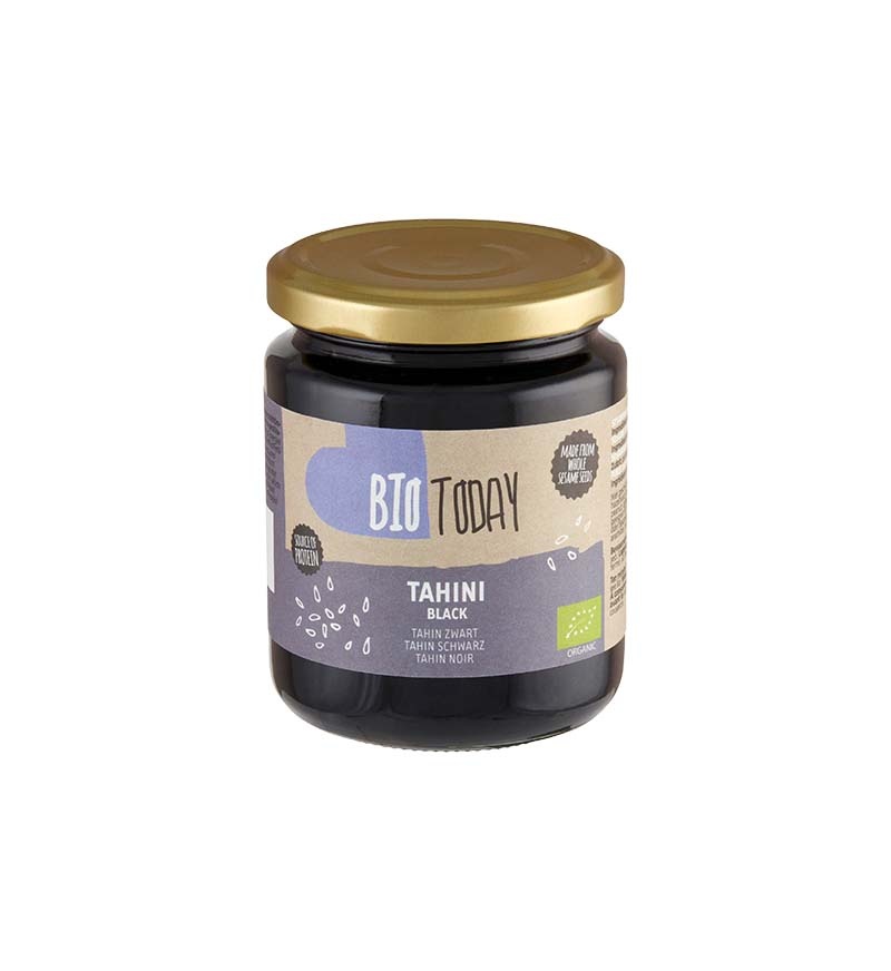 Biologische zwarte tahini – sesampasta van zwarte sesamzaadjes