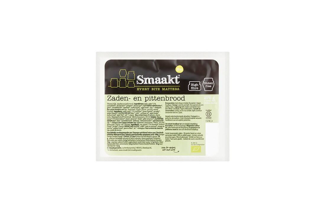 Smaakt Organic High-Fiber Seeds & Kernels Bread – Rich in Fiber and Nutritious Seeds
