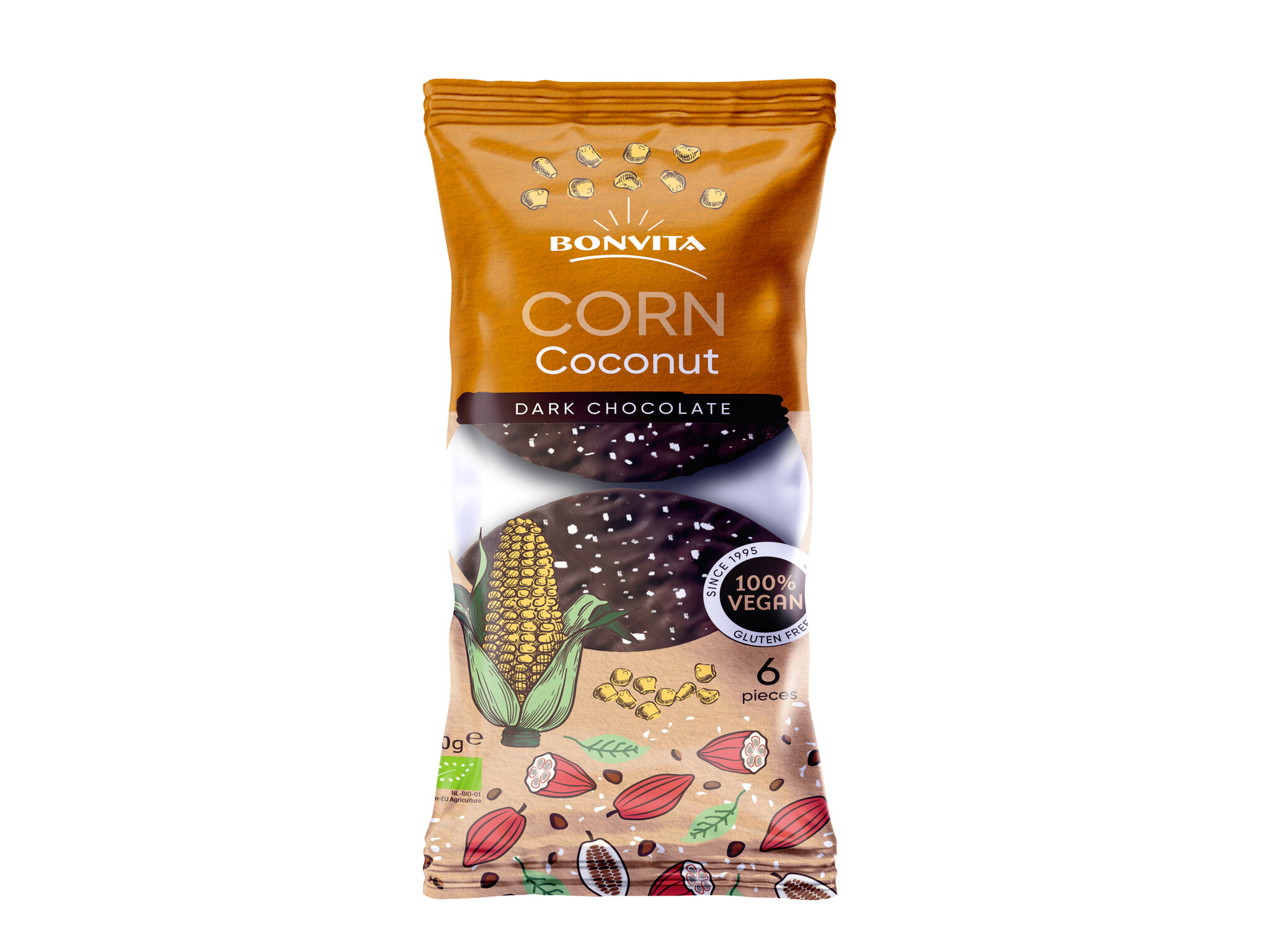 Maiswafels pure chocolade kokos bio