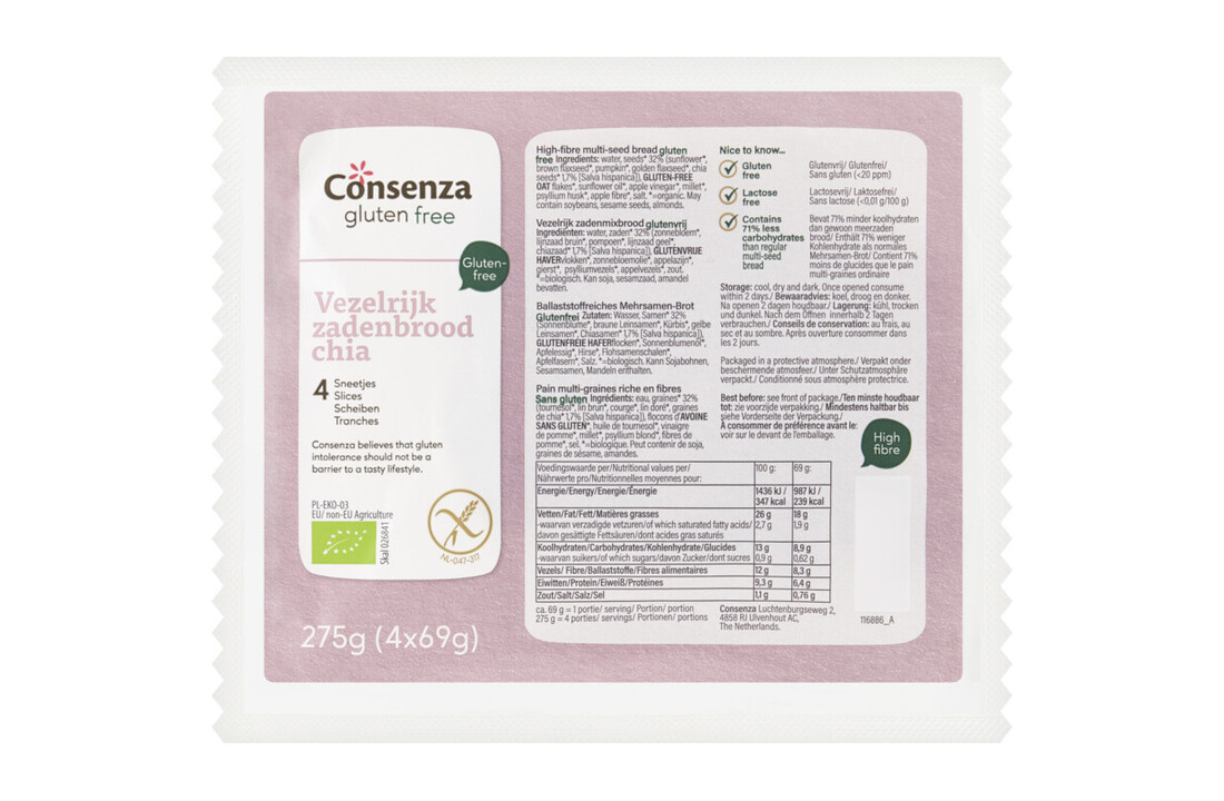 Vezelrijk zadenbrood chia - bio