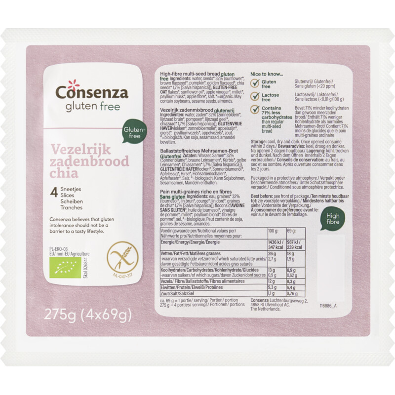 Vezelrijk zadenbrood chia - bio