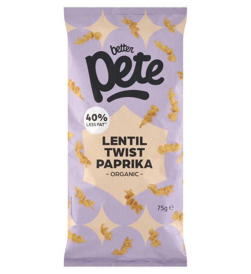 Organic lentil snacks paprika – crunchy lentil twists by Better Pete