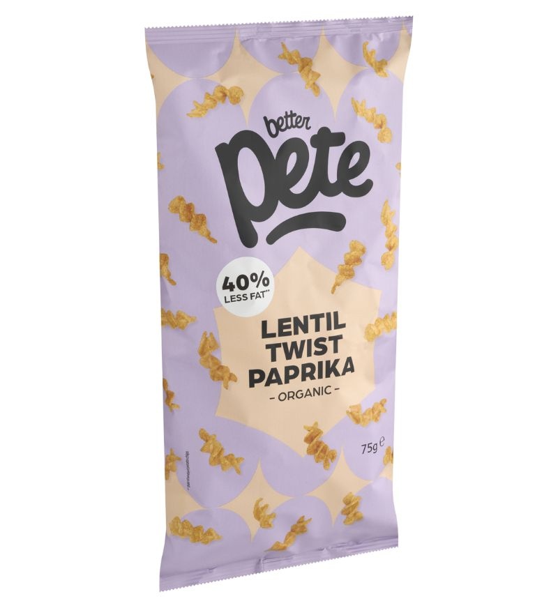 Biologische linzen snacks paprika – knapperige lentil twists van Better Pete