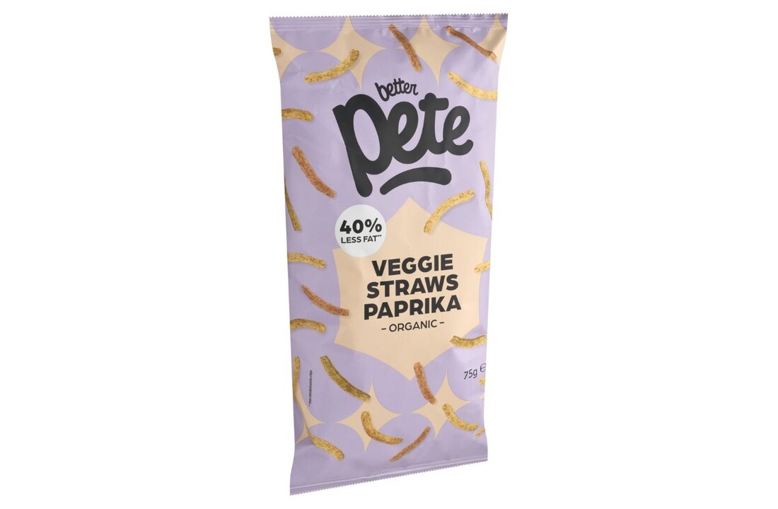 Biologische veggie straws paprika – knapperige groentesnack van Better Pete