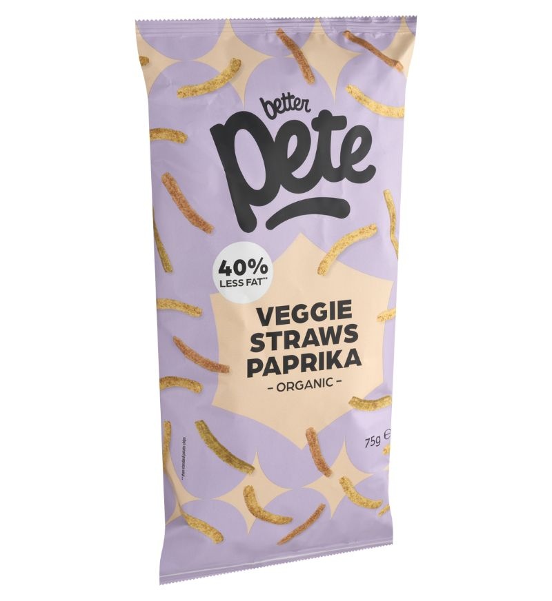 Organic veggie straws paprika – crunchy vegetable snack by Better Pete