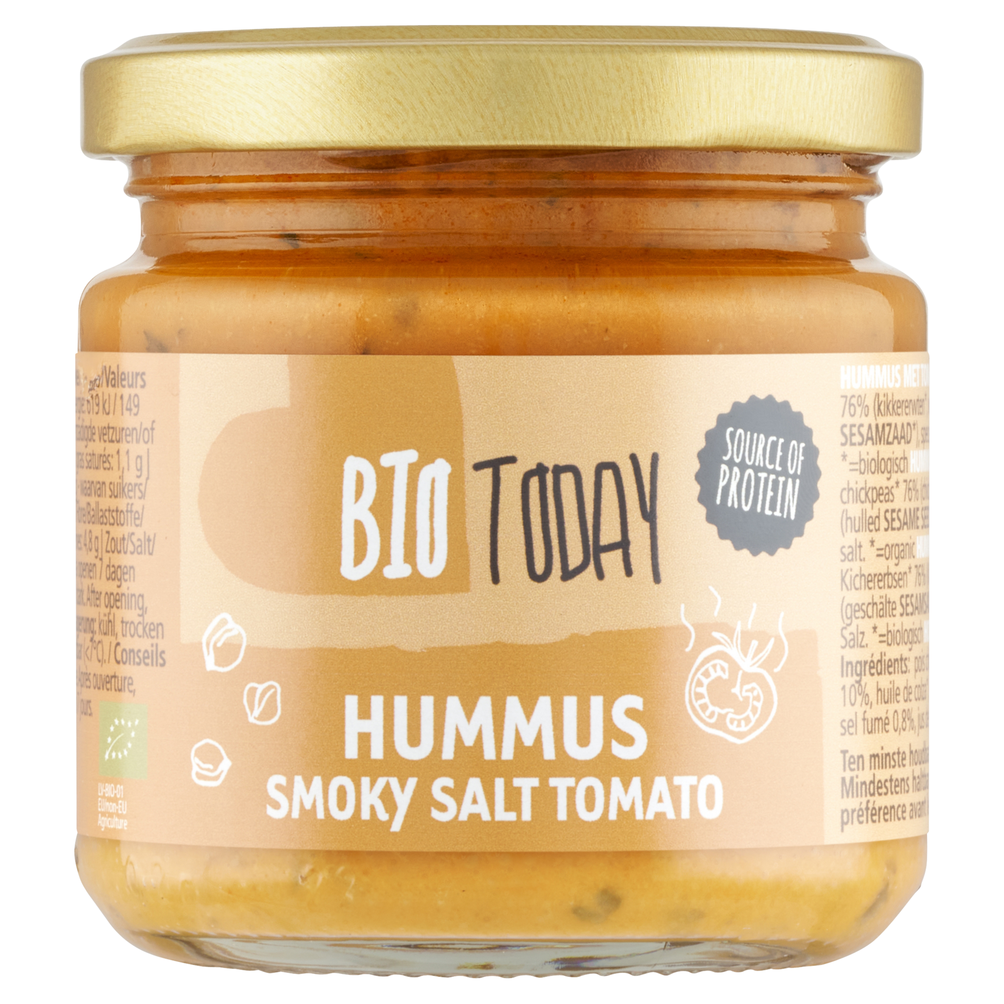 Hummus with smoky salt and tomato - organic