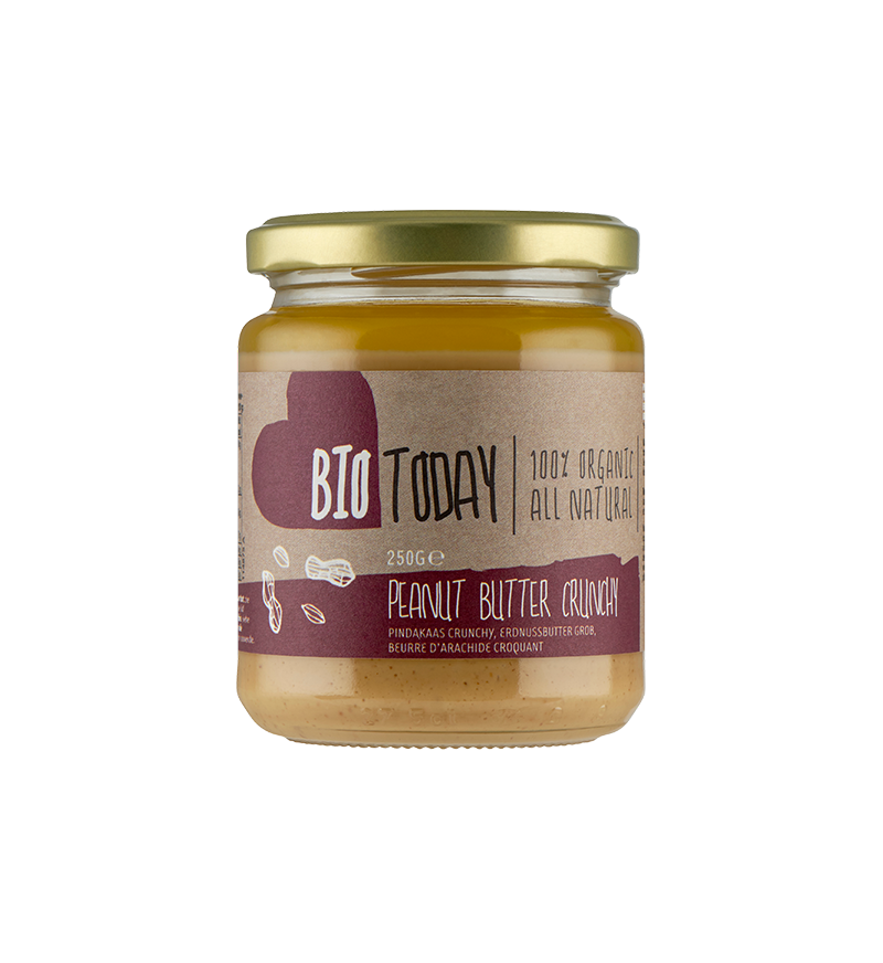 Biologische pindakaas crunchy – knapperige pindakaas van BioToday