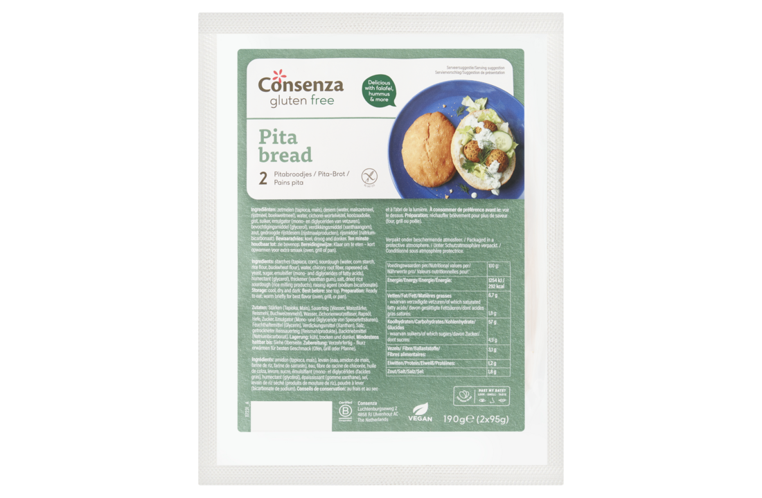 Consenza glutenvrije pitabroodjes 2 stuks