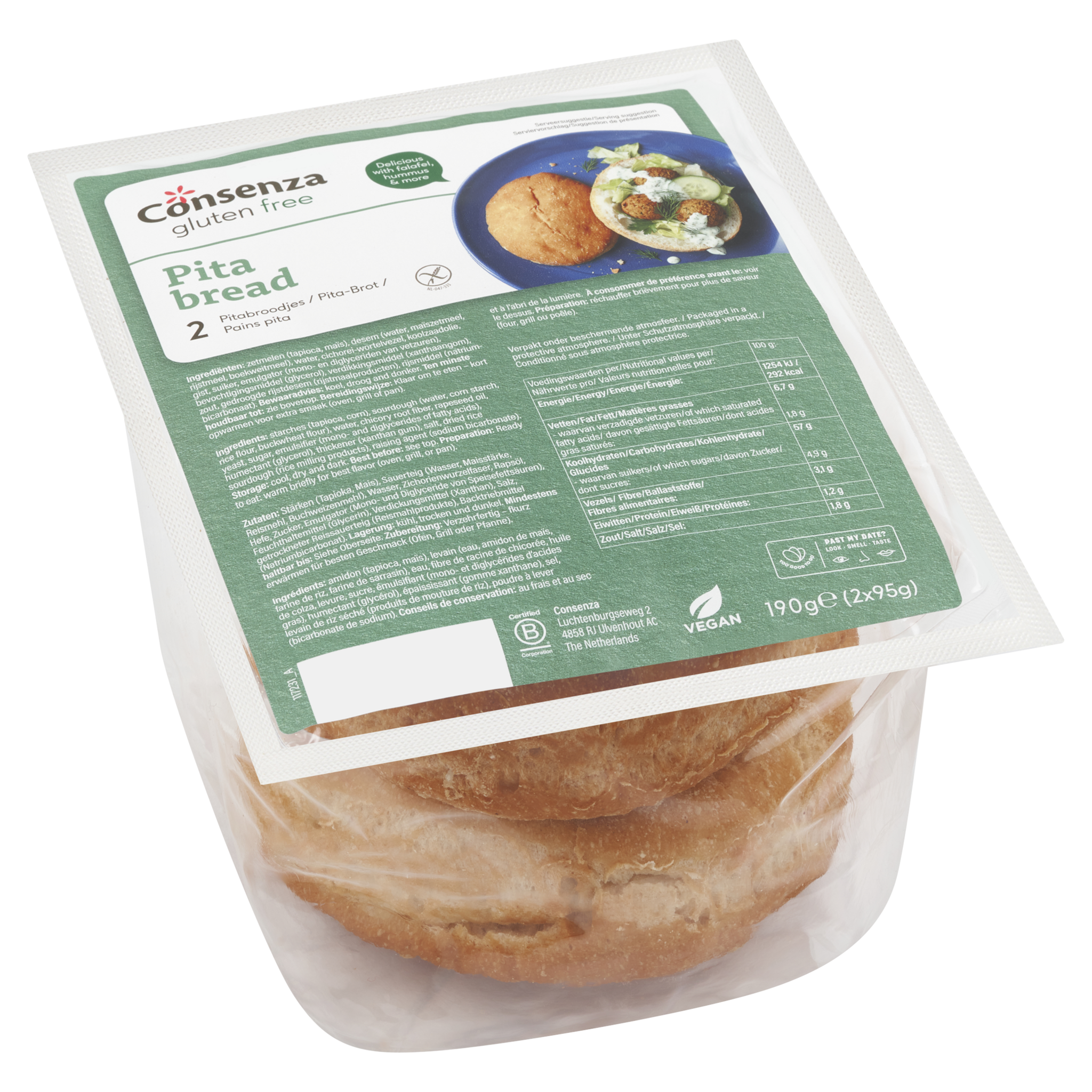Consenza glutenvrije pitabroodjes 2 stuks