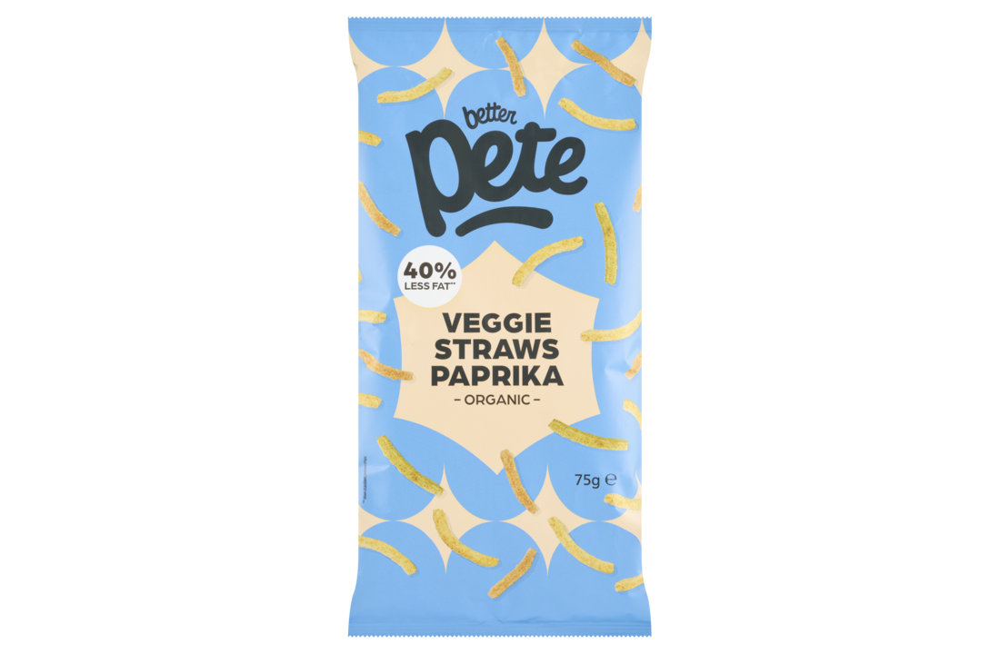 Biologische veggie straws paprika – knapperige groentesnack van Better Pete