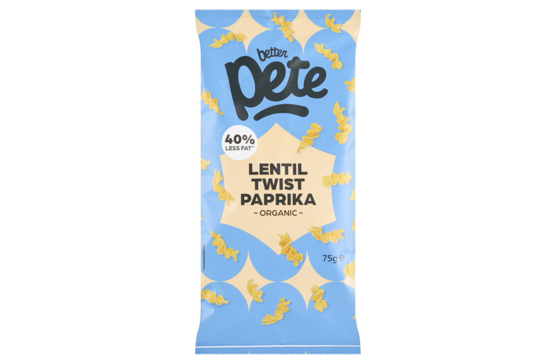 Biologische linzen snacks paprika – knapperige lentil twists van Better Pete