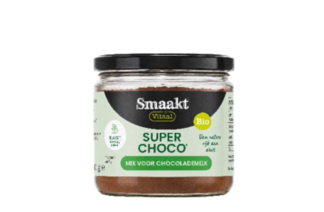 Smaakt Vitaal Super Choco Mix – Biologische chocolademelkmix rijk aan eiwit en vezels