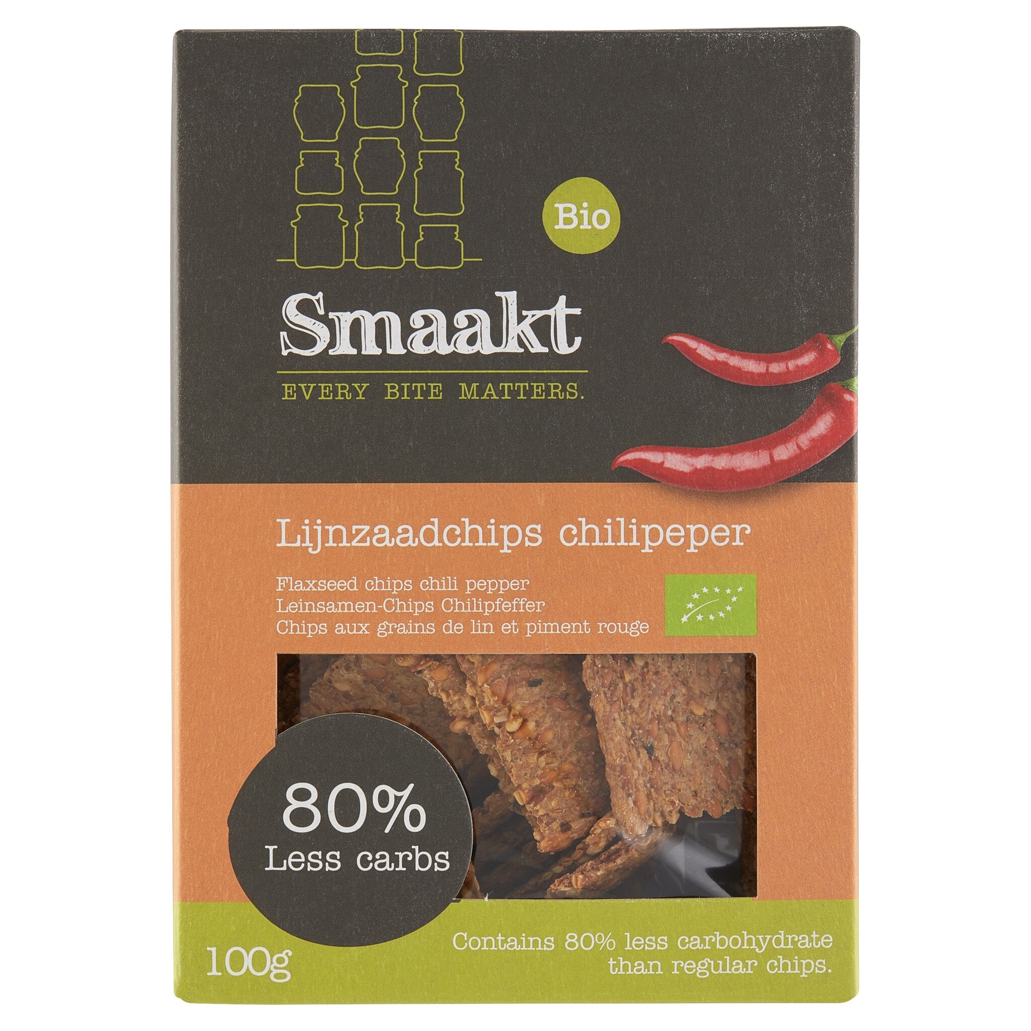 Less Carb Lijnzaadchips Chili bio