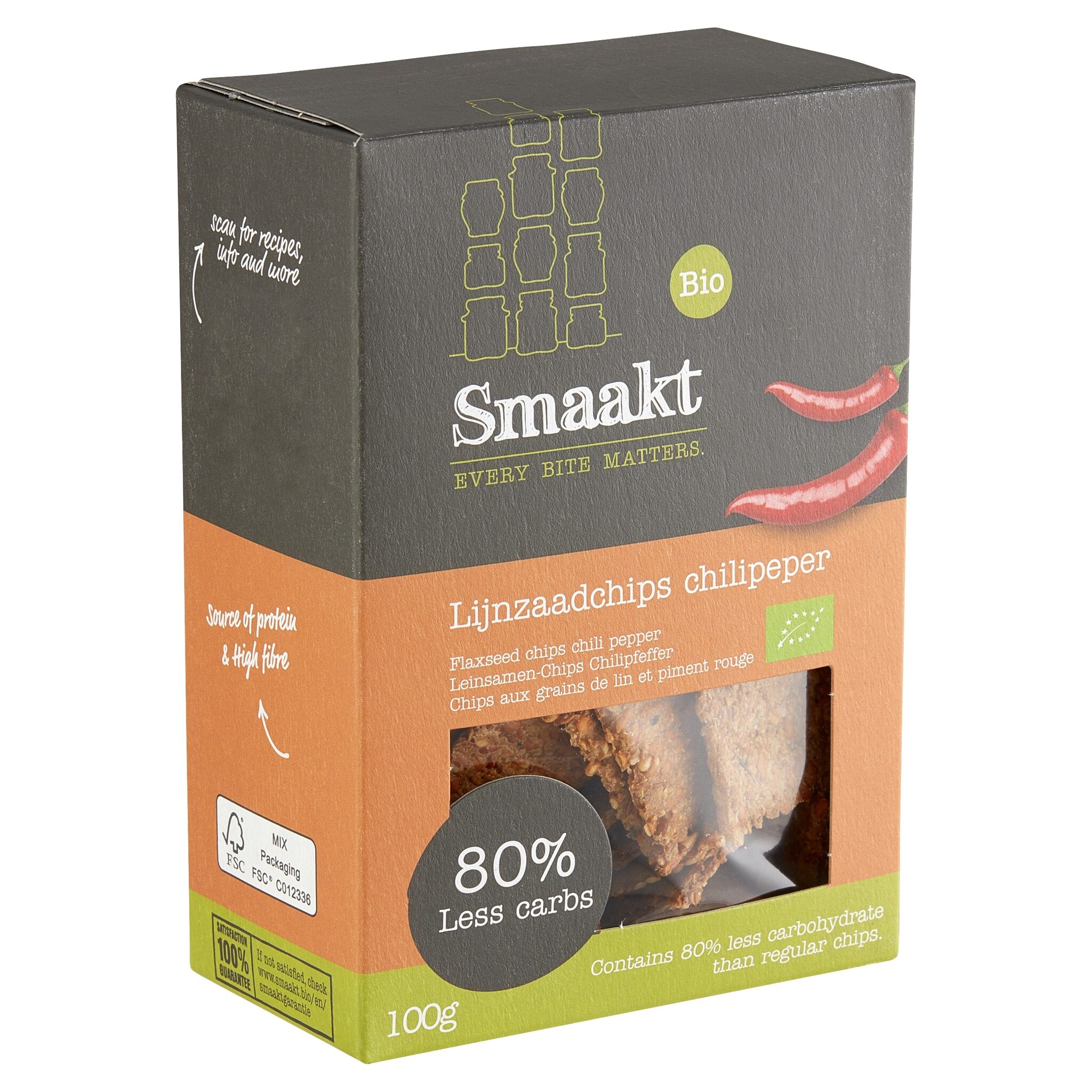 Less Carb Lijnzaadchips Chili bio