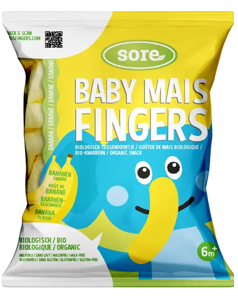 Soré Baby Maisfingers Banaan – Biologisch & Glutenvrij – 6+ Maanden – 35 g