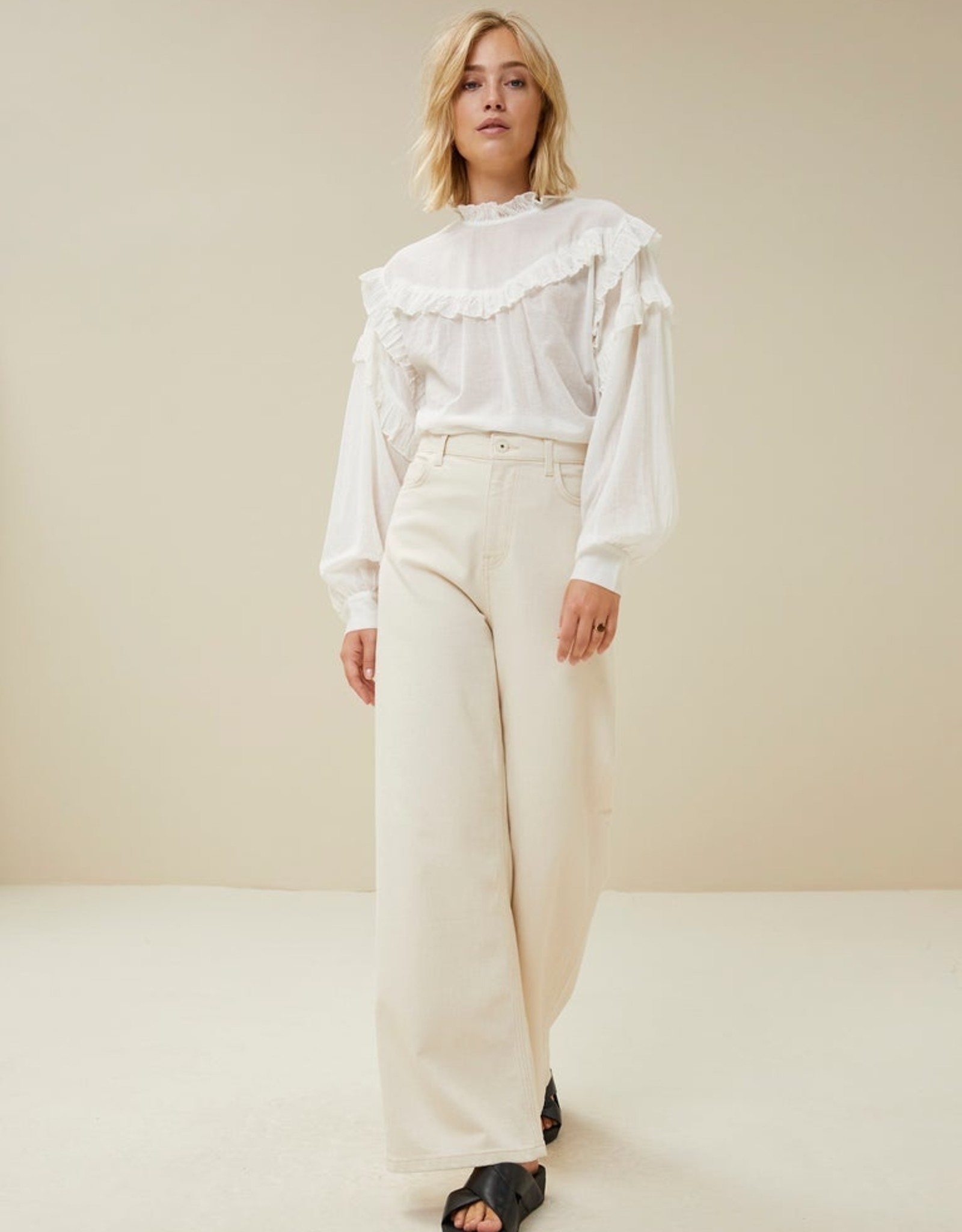 By-bar lina off white twill pant off white