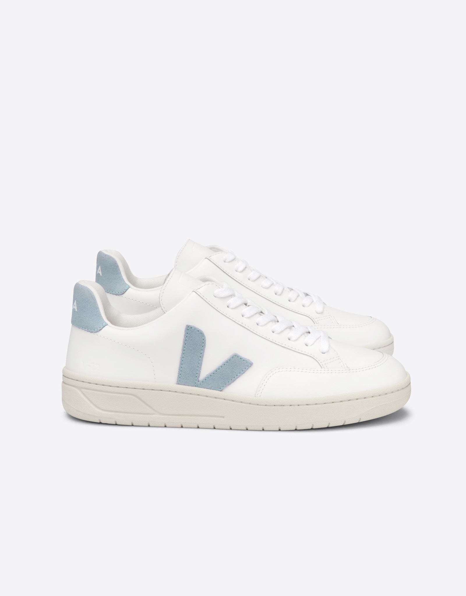 Veja V-12 LEATHER EXTRA-WHITE_STEEL