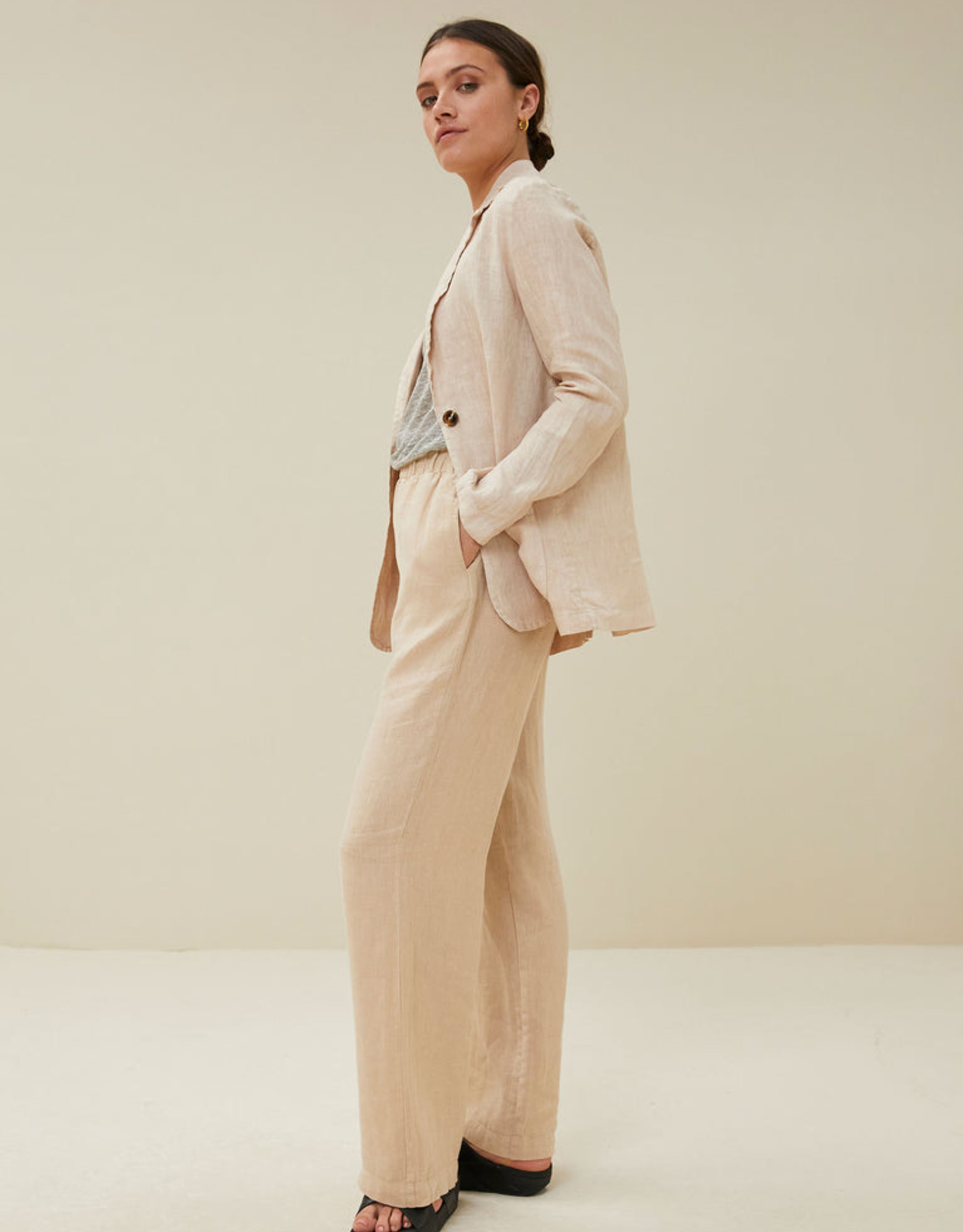 By-bar lauren linen blazer pebble