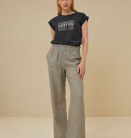 By-bar robyn linen stripe pant jet black