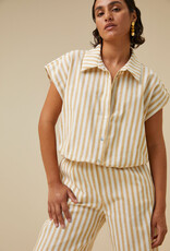 By-bar bieke linen stripe blouse ochre