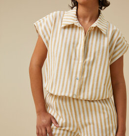 By-bar bieke linen stripe blouse ochre