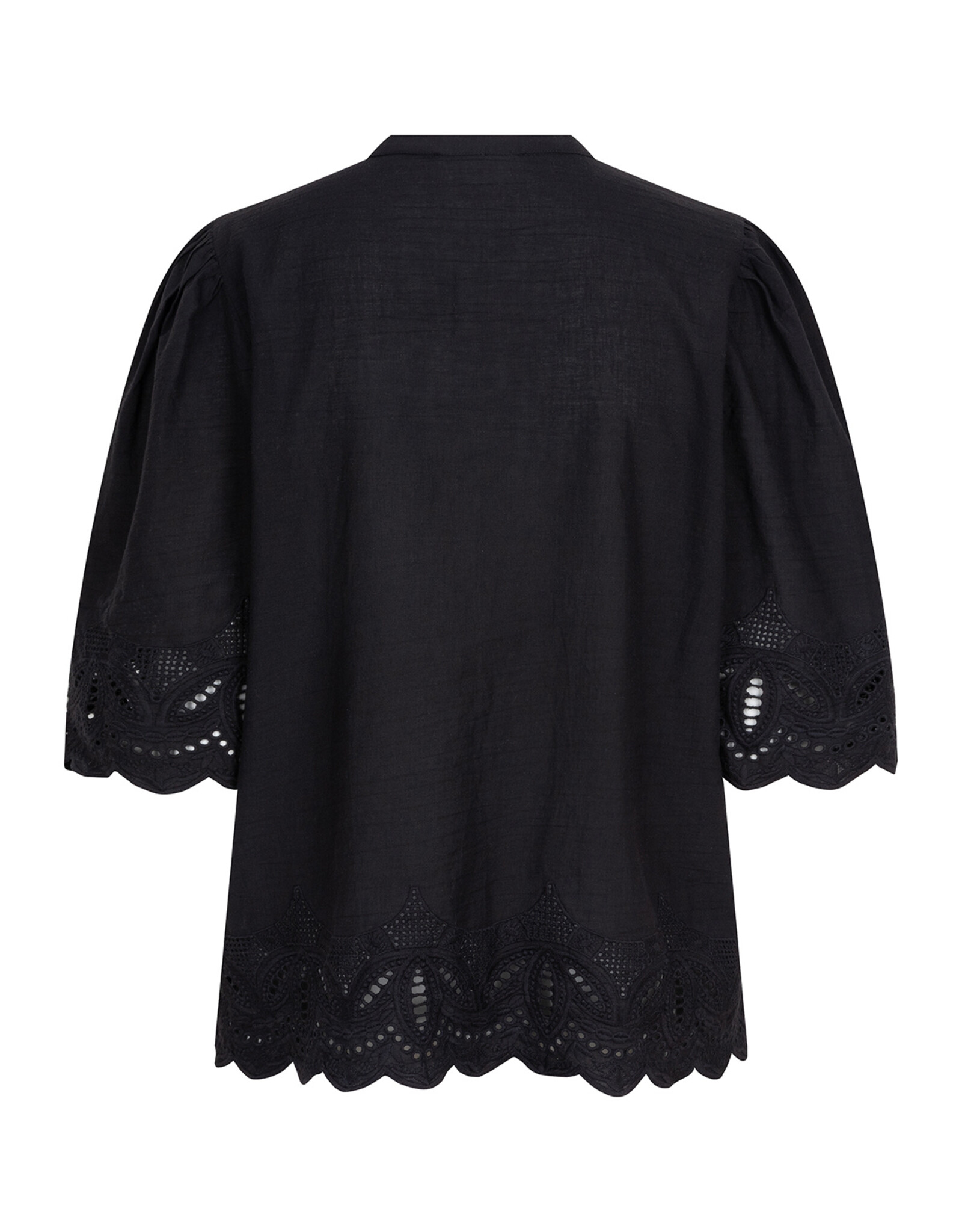 Ruby Tuesday SADE blouse with embro details at hem and sleeves ANTHRACITE