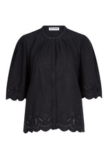 Ruby Tuesday SADE blouse with embro details at hem and sleeves ANTHRACITE