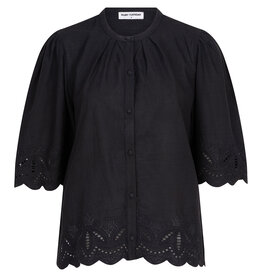 Ruby Tuesday SADE blouse with embro details at hem and sleeves ANTHRACITE