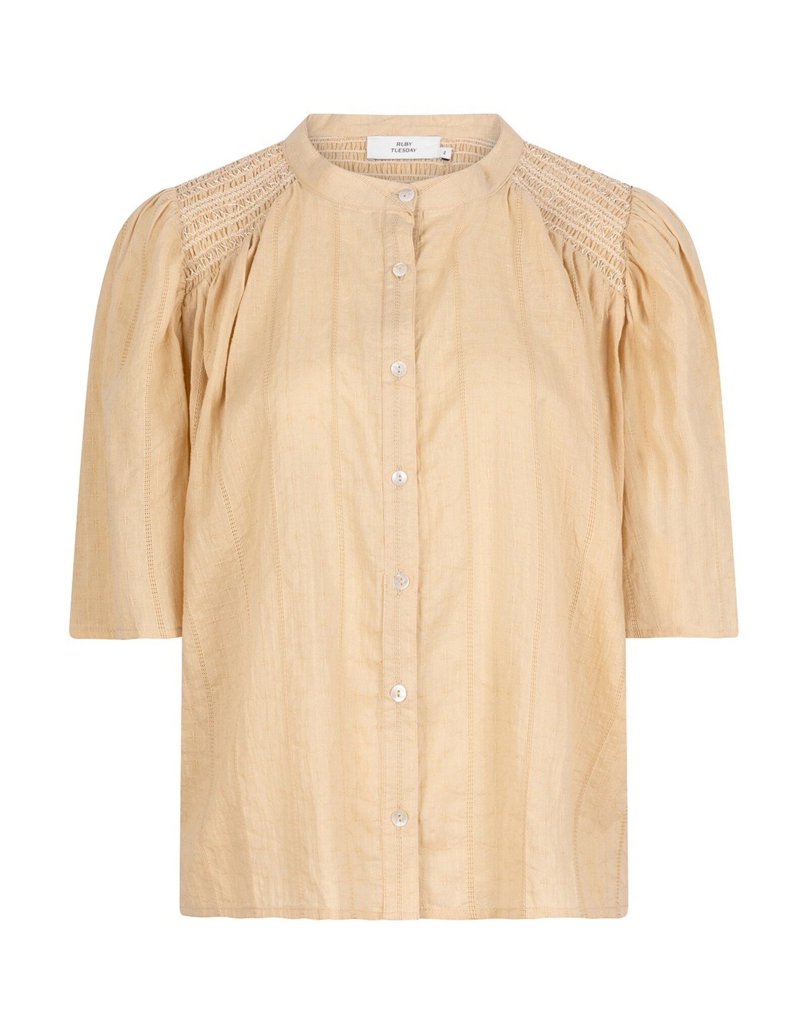 Ruby Tuesday SAFIR blouse with half sleeves and smock on shoulder Light sand