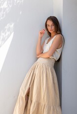 Ruby Tuesday SALI long skirt with smock waistband and full placket Light sand